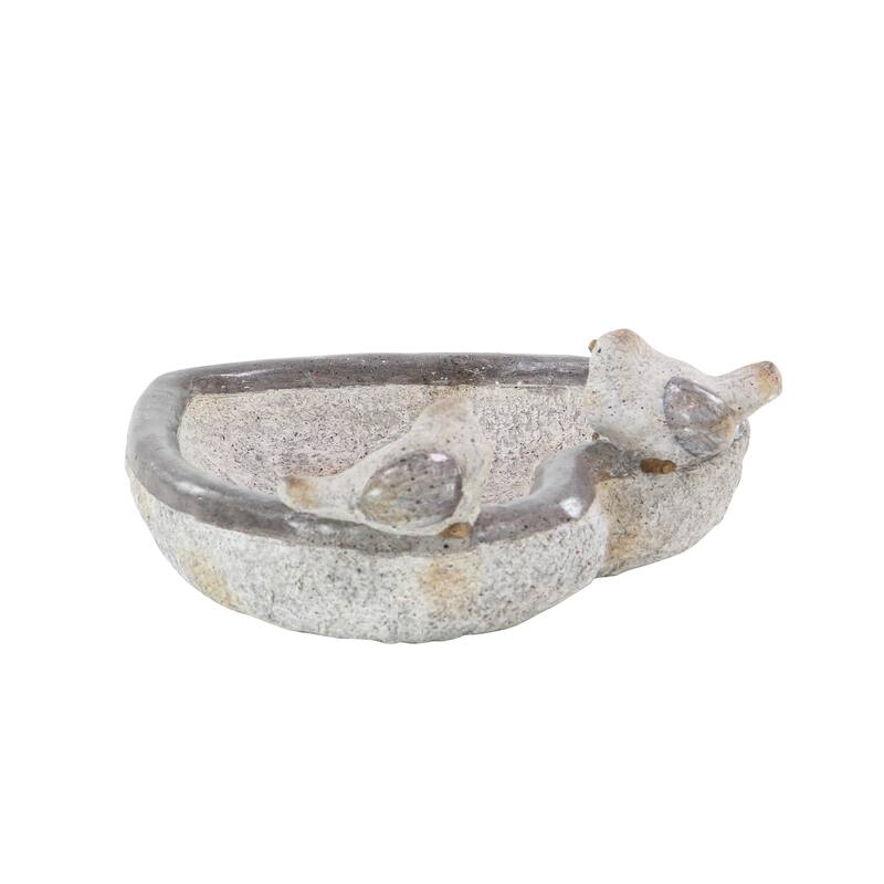 Polystone Bird Indoor Outdoor Garden Sculpture with Bath Bowl - Gray - Roche River Decor