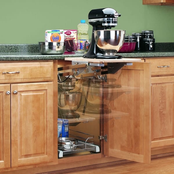 Heavy Duty KitchenAid Mixer Lift with Shelf for Convenient Storage -  Dimensions In Wood