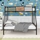 preview thumbnail 1 of 7, Black Twin over Full Metal Bunk Bed with Safety Rail Black
