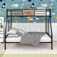 preview thumbnail 1 of 7, Twin over Full Metal Bunk Bed, Heavy Duty Frame with Safety Rail , 2 Side Ladders & Decorative Wood Black