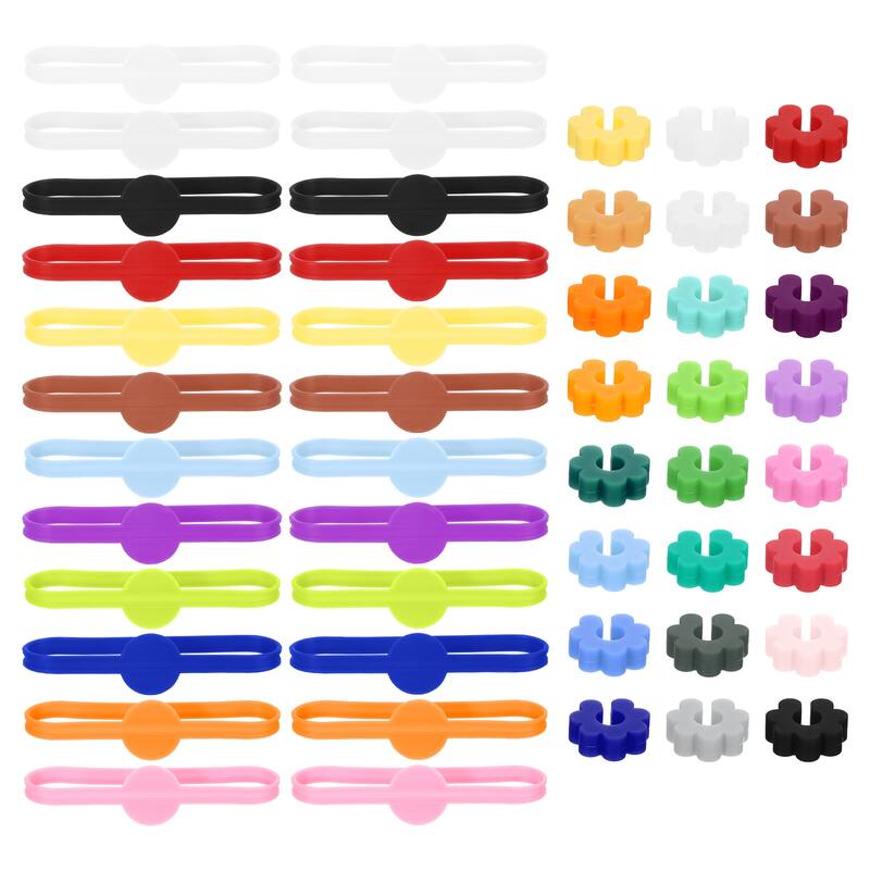 48Pcs Wine Glass Markers Silicone Drink Marker Labels Ring/Buckle - Red - 9 CM