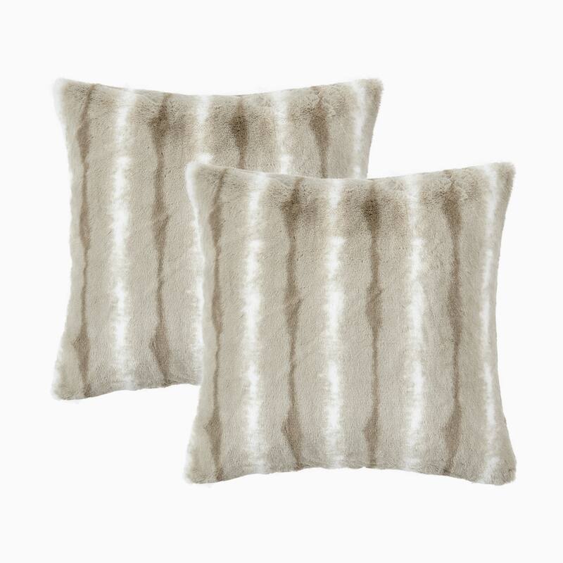 Amanda Stripe fauxfur Throw Pillow Covers Set of 2, NO INSERT