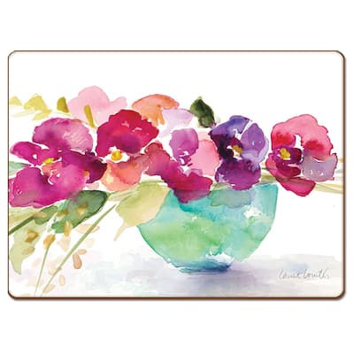 Cala Home Hardboard Placemats - Bowl Of Blooms - Set of 4 - 15.5x11.25x.212