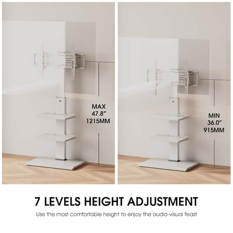 FITUEYES White Metal Base TV Stand for 32-75 inches TVs