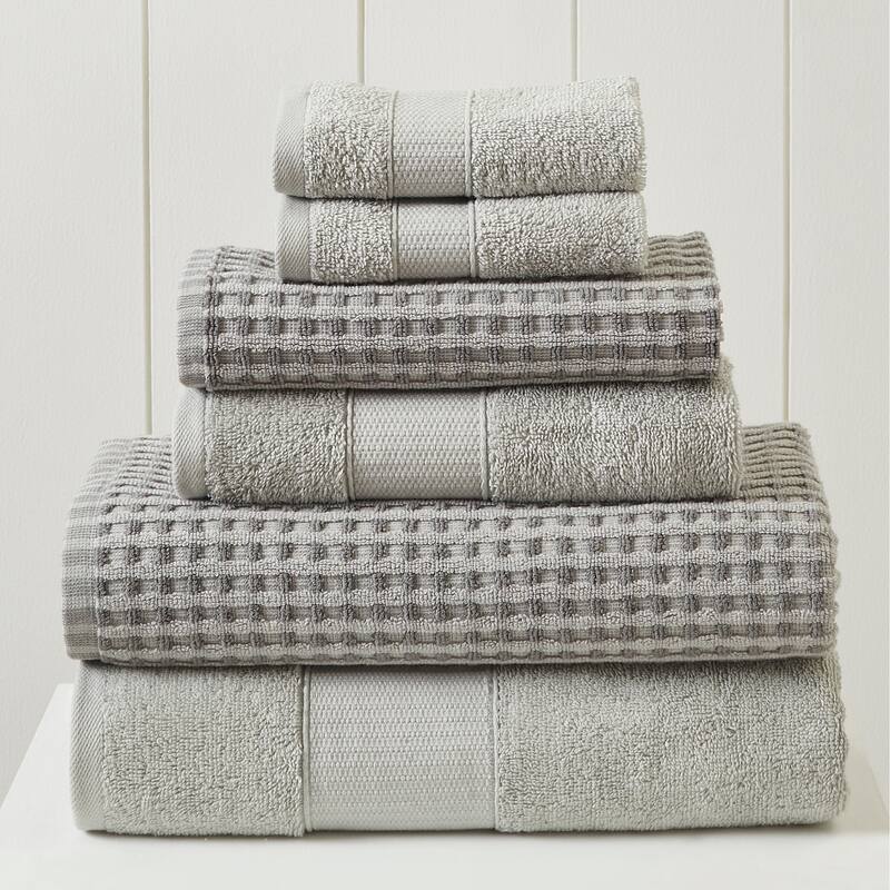 Modern Threads 6-Piece Yarn Dyed Cobblestone Jacquard Towel Set - Silver