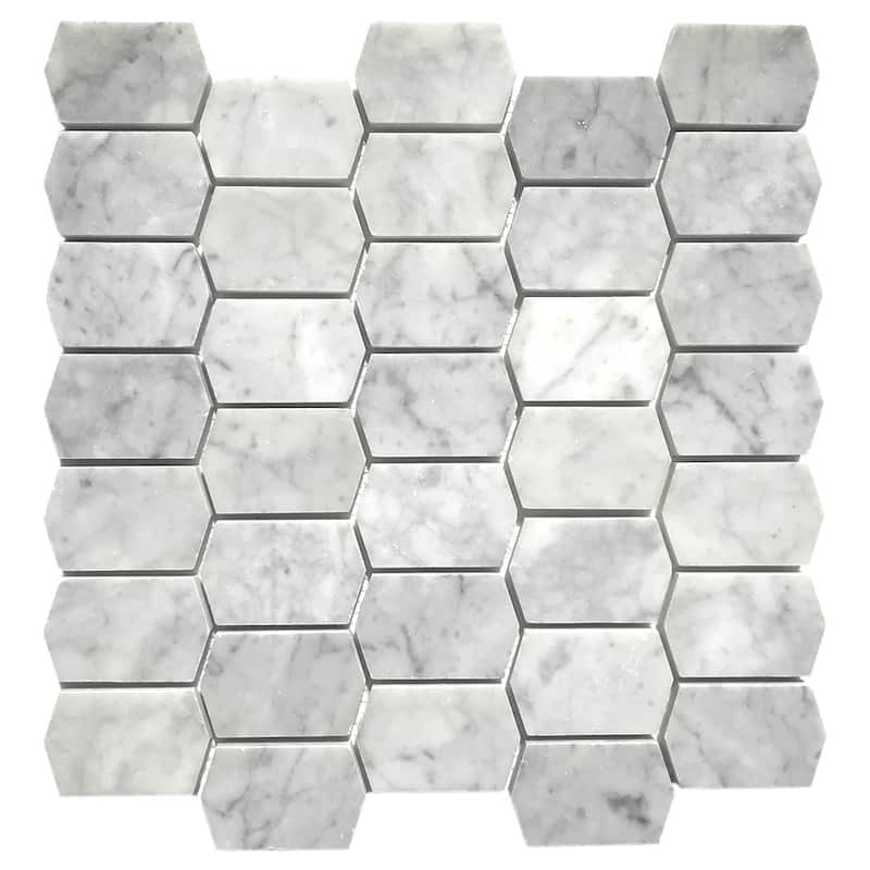 Carrara Marble Honed Adelaine Honed Mosaic Tile - Sample - White