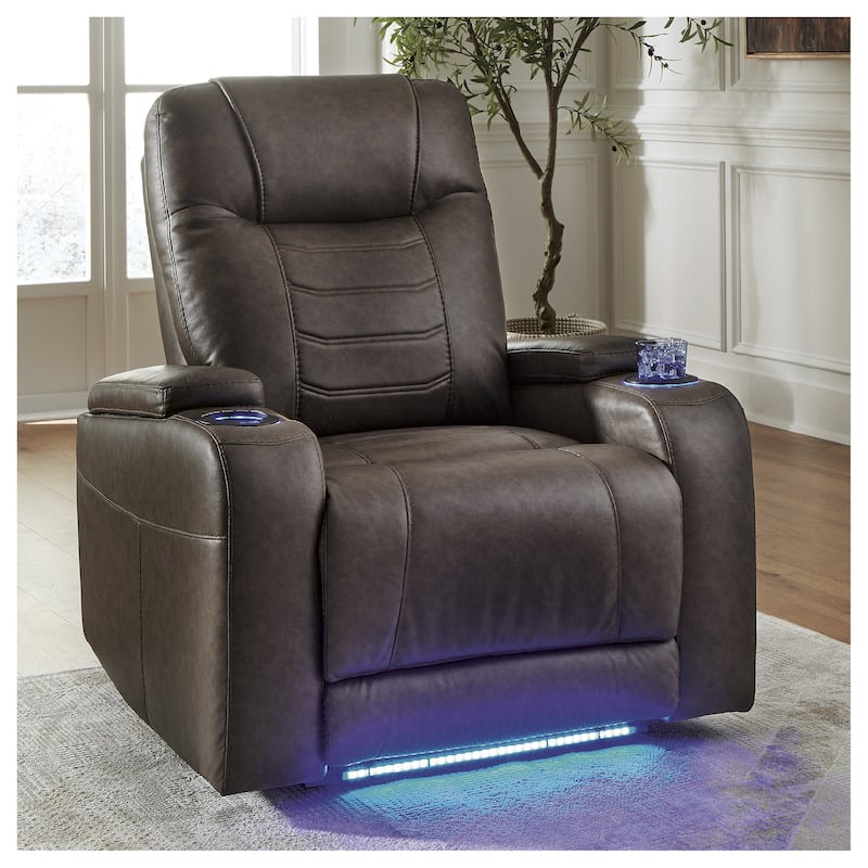 Signature Design by Ashley Schooner Rocks Power Recliner with Adjustable Headrest - Brown
