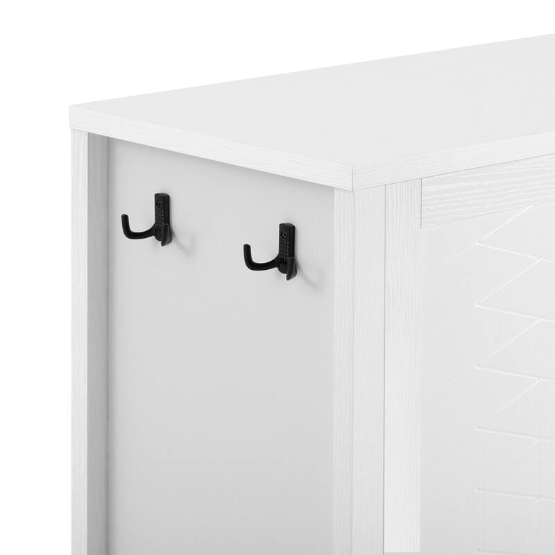 4 Doors Storage Sideboard with Open Shelf and 2-Tiers Adjustable Shelves, Multi Functional Buffet with 2 Side Hooks