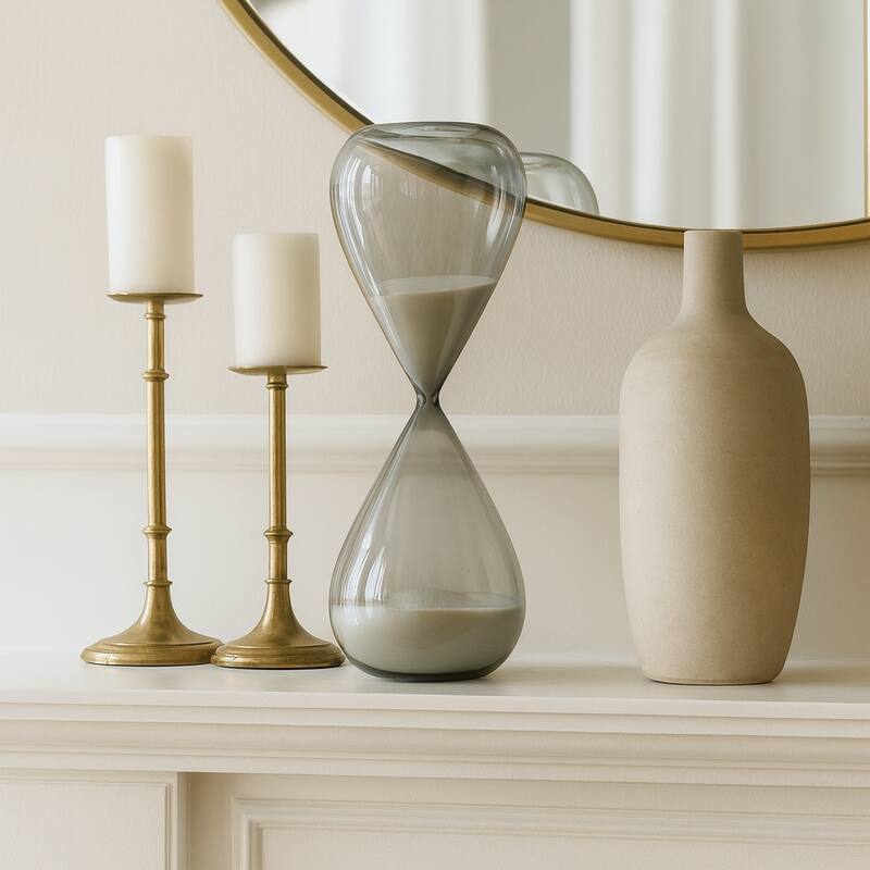 Modern Glass Hourglass Sculpture - Home Decor