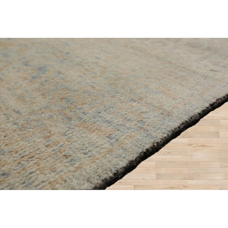 LoomBloom Gray Hand Knotted Oushak Wool Oriental Transitional Area Rug - 7' 10'' x 9' 10''