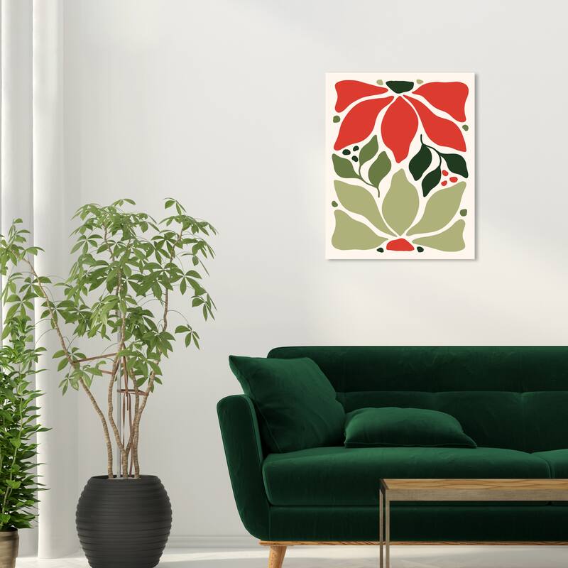 Wynwood Studio Canvas Floral and Botanical The Poinsettias Plain Red Modern & Contemporary Wall Art Canvas Print - 20 x 24