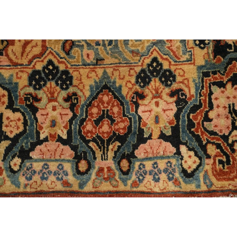 Hand Knotted Oriental 100% Wool Carpet Traditional Floral Oranges & Rust Sarouk Area Rug - 4' 11'' X 3' 3''