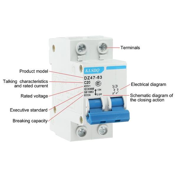 Sourcing Map Disjoncteur 20A 1P DIN Rail - Disjoncteur Miniature 230/400V Pour Tableau Électrique