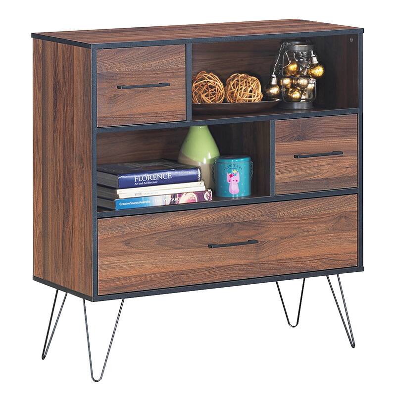 Costway Sideboard Storage Cabinet Multipurpose Display Unit w/Metal - Brown - Legal