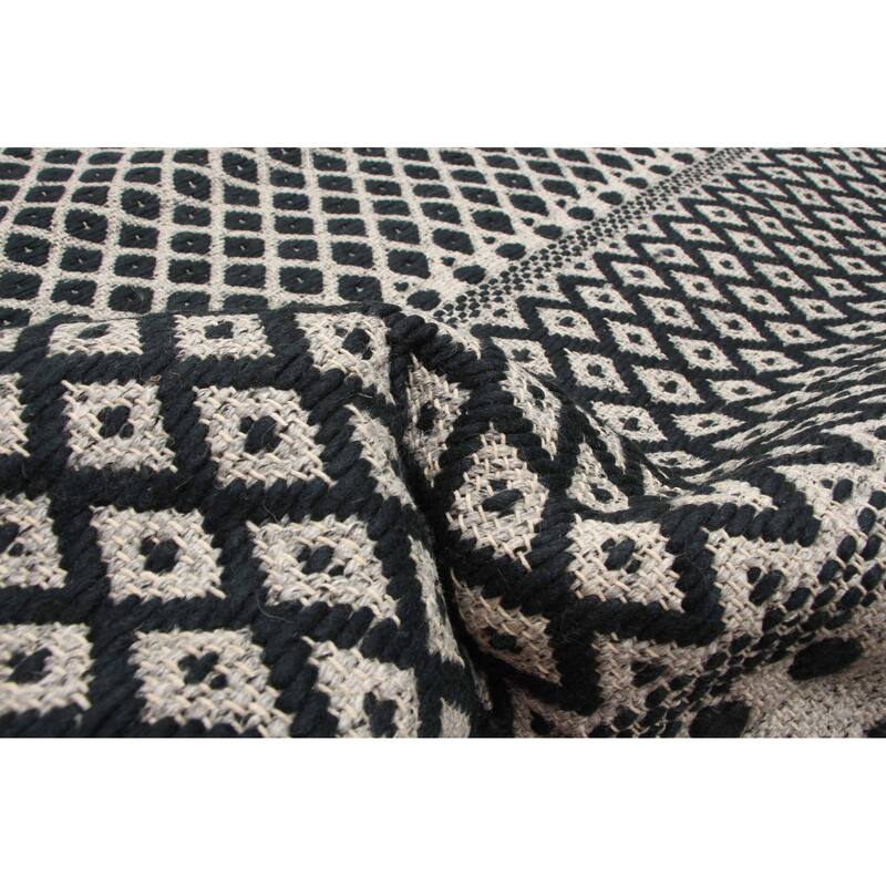 ECARPETGALLERY Hand Tufted Sienna Black Wool Rug - 5'7 x 7'4