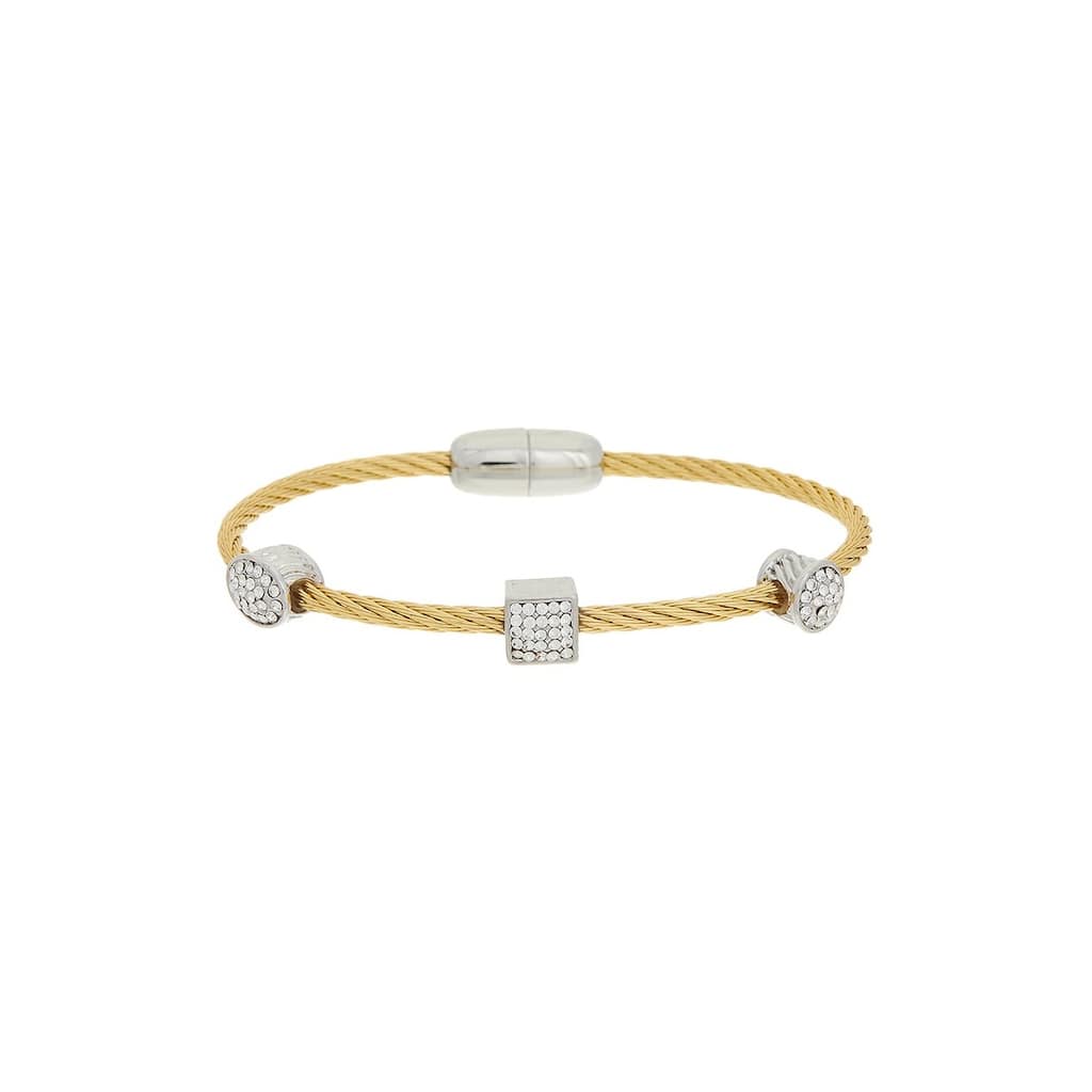 Juvell Gold Plated Cubic Zirconia Twisted-Mesh Bangle Bracelet