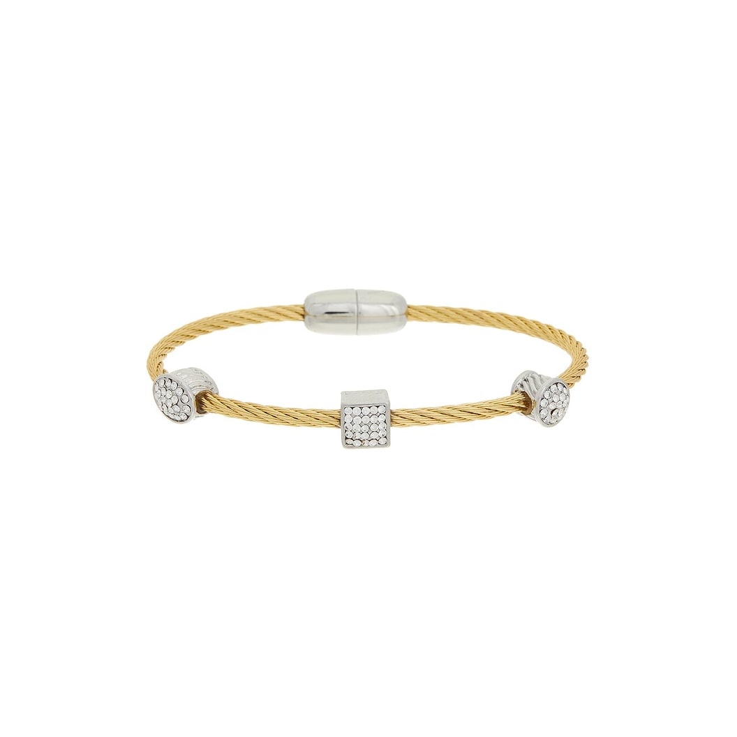 Juvell Gold Plated Cubic Zirconia Twisted-Mesh Bangle Bracelet