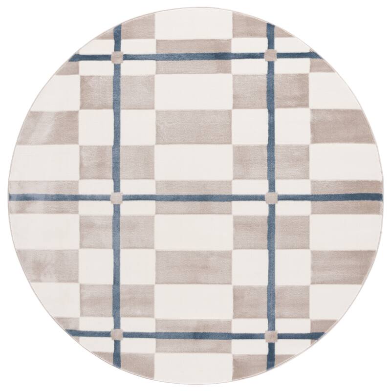 SAFAVIEH Groove Djenka Modern & Contemporary Rug - 6'7" Round - Ivory/Blue