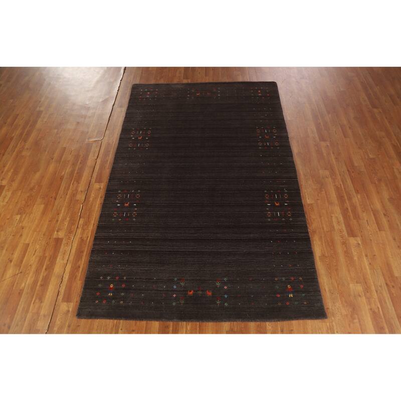 Hand Knotted Oriental 100% Wool Carpet Tribal Tribal Brown Gabbeh Area Rug - 8' 3'' X 5' 3''