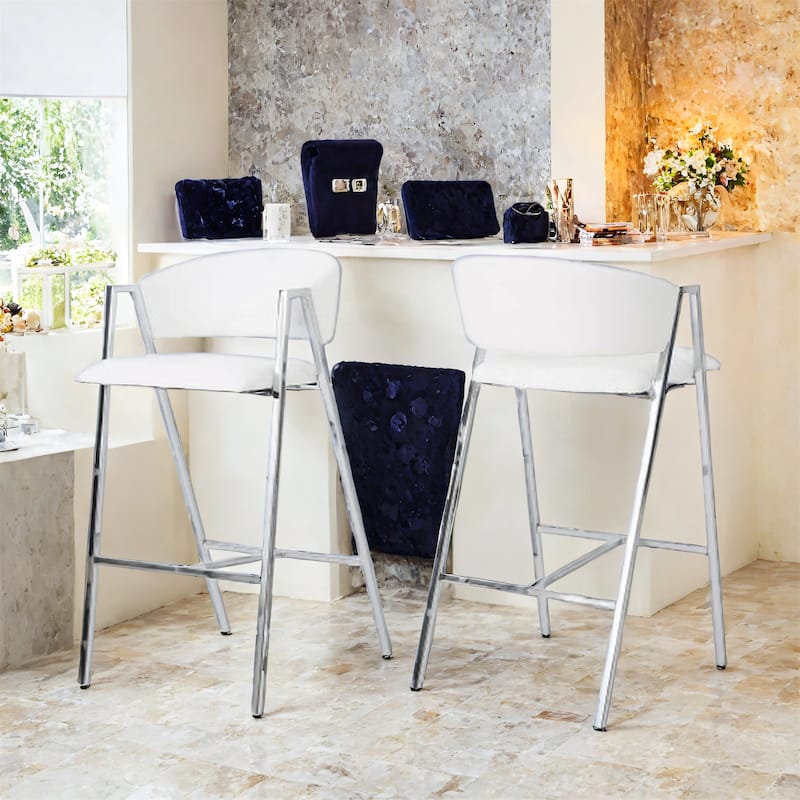 Modern Faux Leather Upholstery Bar Stool (Set of 2)