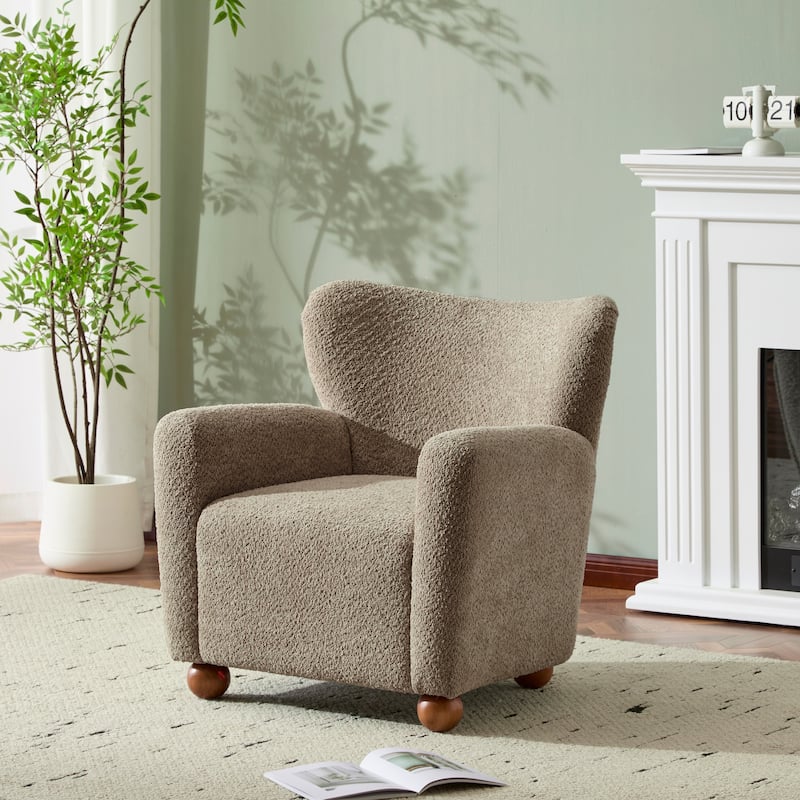 Christopher Knight Home - Eulalia Wingback Boucle Armchair - Light Brown