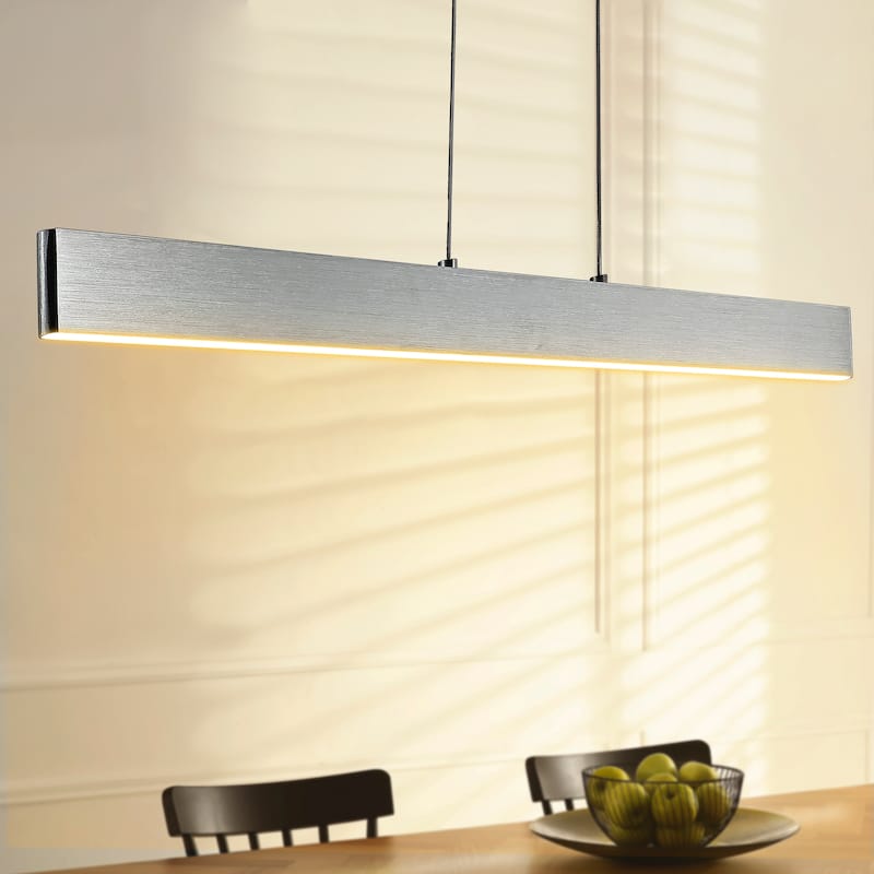 Julian 40" Dimmable Adjustable Integrated LED Metal Linear Pendant, by JONATHAN Y - 40" - Brushed Aluminum