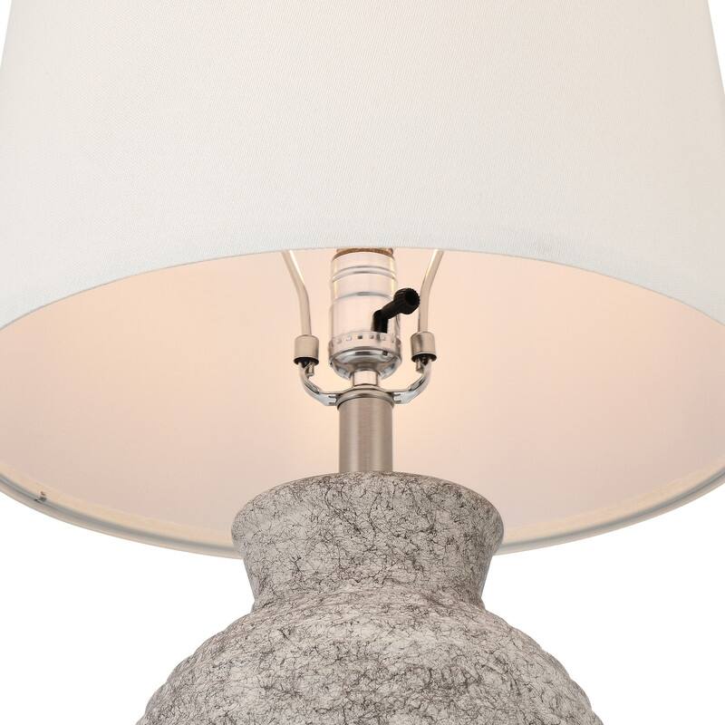 Acroma Textured Ceramic Table Lamp with White Linen Shade