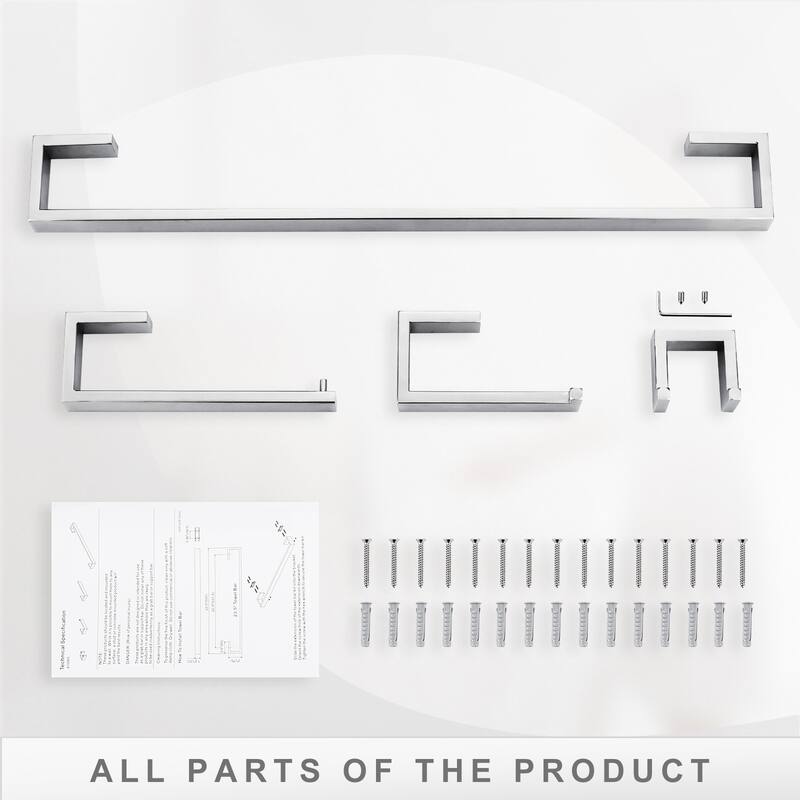 WOWOW Modern Style 4-Piece Bathroom Hardware Set with Installation Accessories
