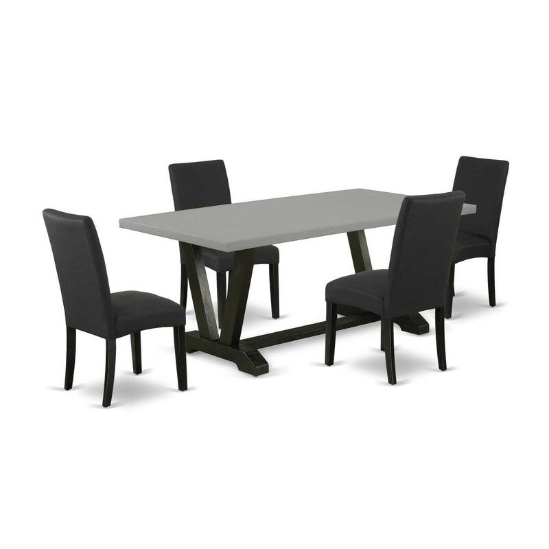 Coastal Cottage 5 Piece Dining Set - Rectangular Table & 4 Parsons Chairs - Hardwood Frame - 72
