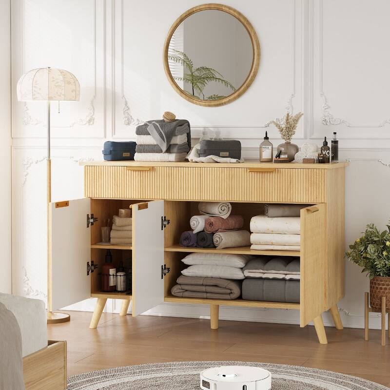 Gymojoy Sideboard Buffet Cabinet Storage, Modern Buffet with 3 Doors & 2 Drawers, Adjustable Shelves for Kitchen, Living Room