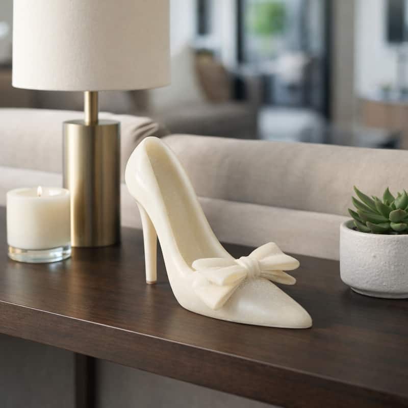 Modern Resin High Heel Sculpture - 9", White - 8.75"