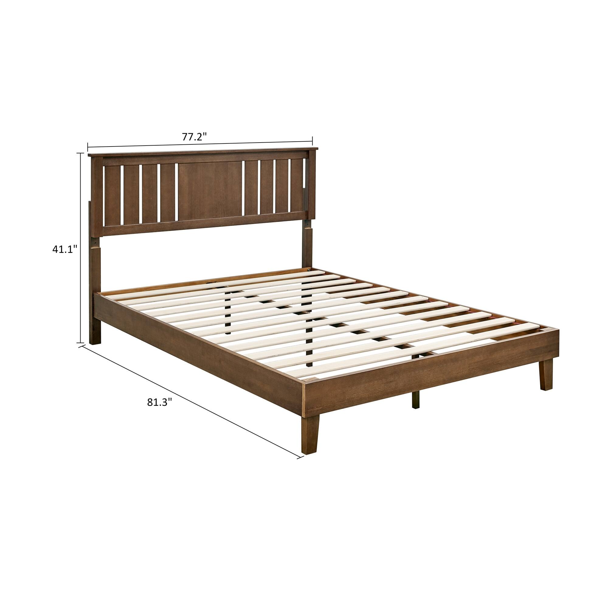 MUSEHOMEINC Mid-Century Modern Solid Wooden Platform Bed with ...