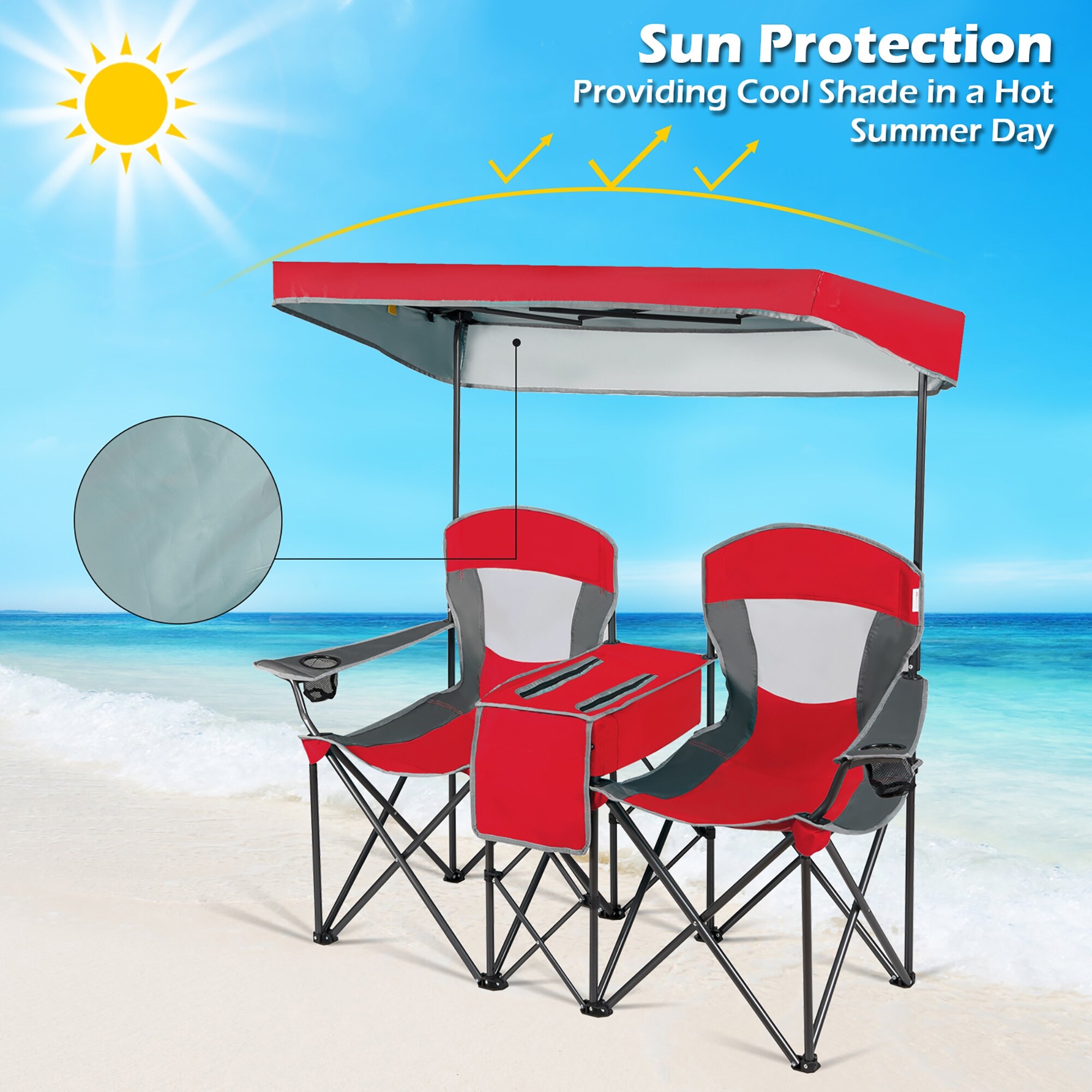 Goplus Portable Folding Camping Canopy Chairs w/ Cup Holder Cooler - See  Details - On Sale - Bed Bath & Beyond - 37637750