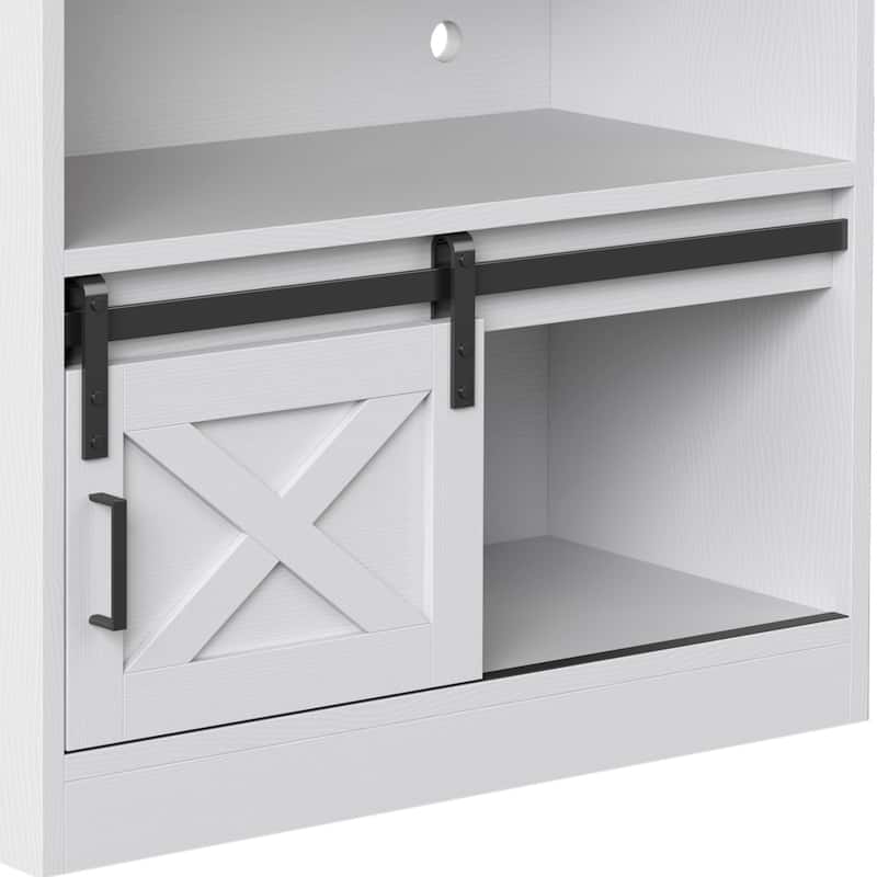 Moasis Farmhouse Kitchen Baker's Rack with Storage Shelves and Sliding Door & Power Outlets