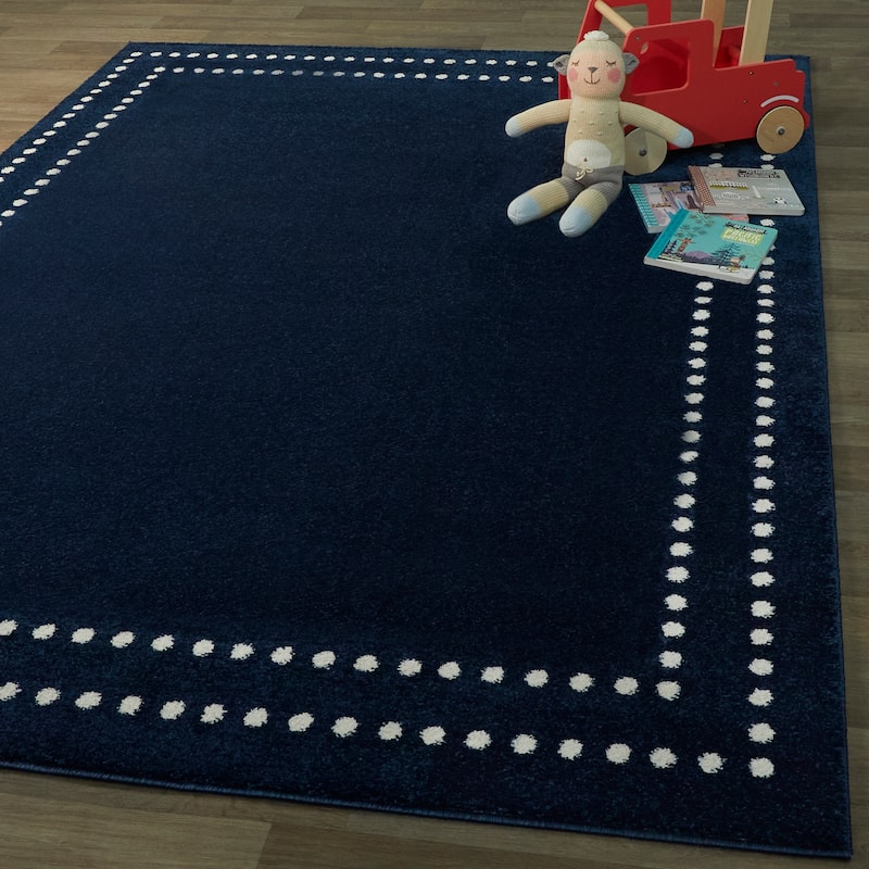 Eckert Dot Border Area Rug - 7'10" x 10' - Navy - Rectangle