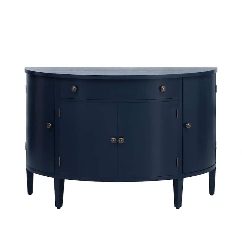 Curved Design Storage Cabinet with Adjustable Shelves and Drawer