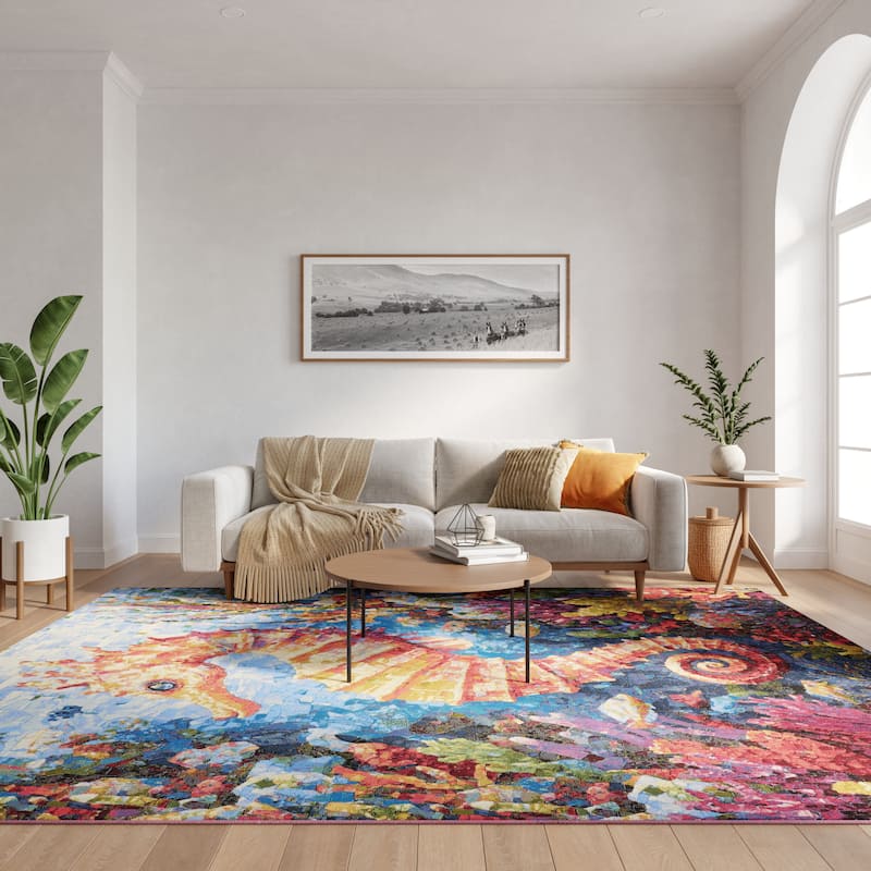 Nourison Color Splash Indoor/Outdoor Multicolored Graphic Area Rug