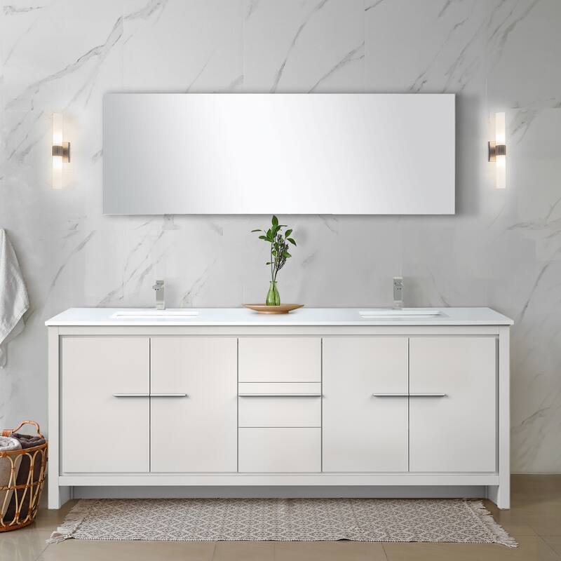 Lafarre Bath Vanity Quartz Top, Sink, Mirror & Brushed Nickel Faucet