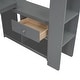 preview thumbnail 10 of 24, Wood Loft Bed Frame w/ Built-in Desk, LED & Charging Station, Gaming Loft Bed w/ Multi-Storage Shelves & Drawer for Teens Adults