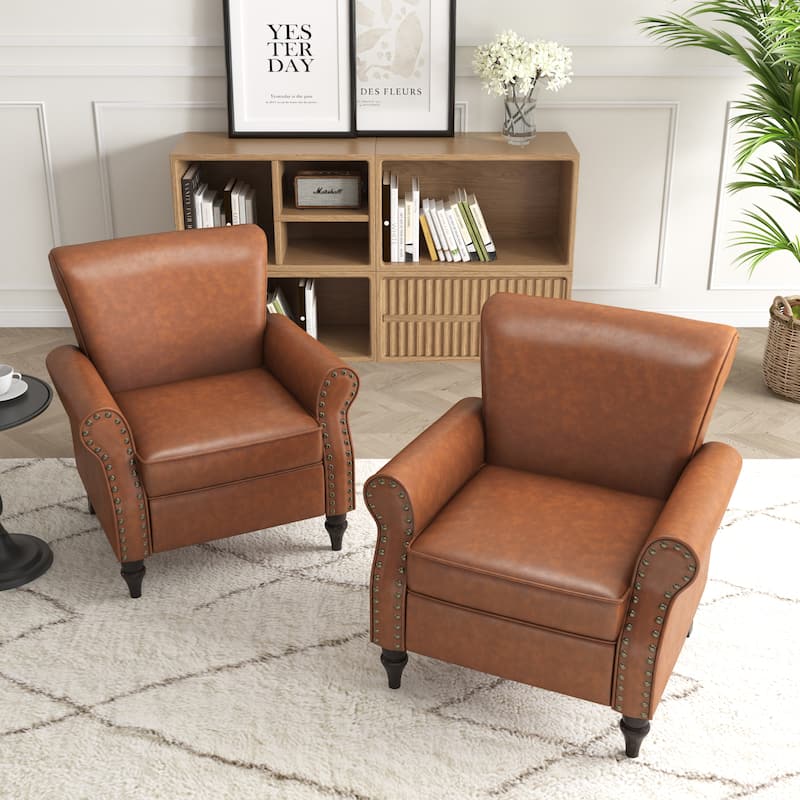 Mid-Century Modern Accent Chairs with Nailhead Trim