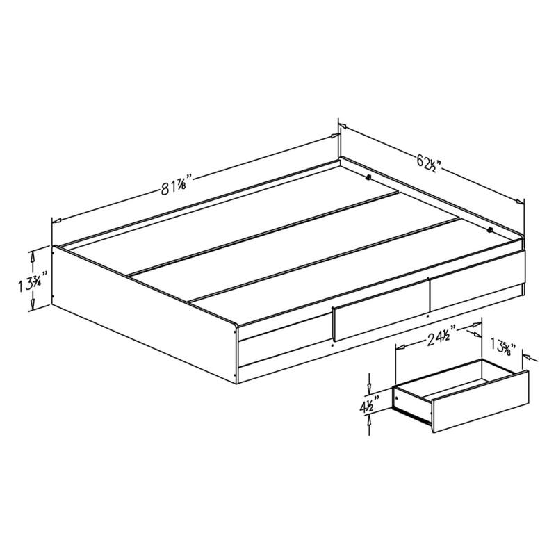 Queen Size Bed with Drawers - Modern Storage Platform Bed Frame - White Finish
