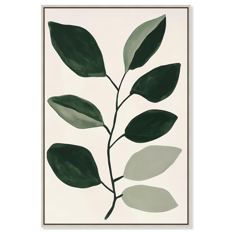Green and Grey Branch I Canvas by Art Remedy - 20" x 30" - Silver