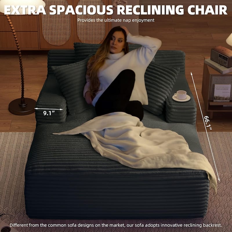 Rossetta Corduroy Upholstered Modern Oversized Chaise Lounge Chair