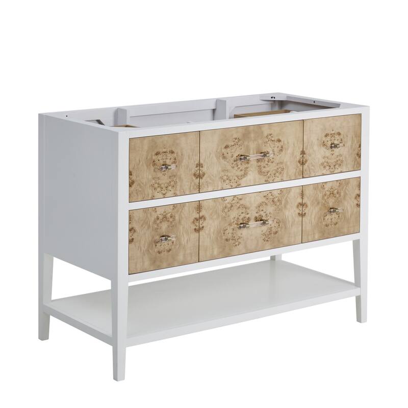 James Martin Vanities D804-V48 Olena 48" Single Basin Wood Vanity - Polished White / Light Mappa Burl - Painted