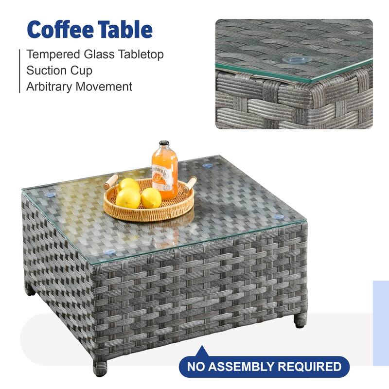 XIZZI 13-piece Outdoor Patio Wicker Furniture Set with Fire Table