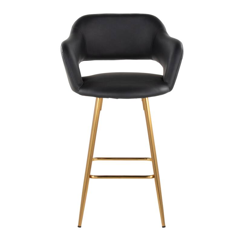 Porch & Den Vallen 26" Fixed-Height Faux Leather Counter Stool with Metal Legs & Square Footrest (Set of 2)