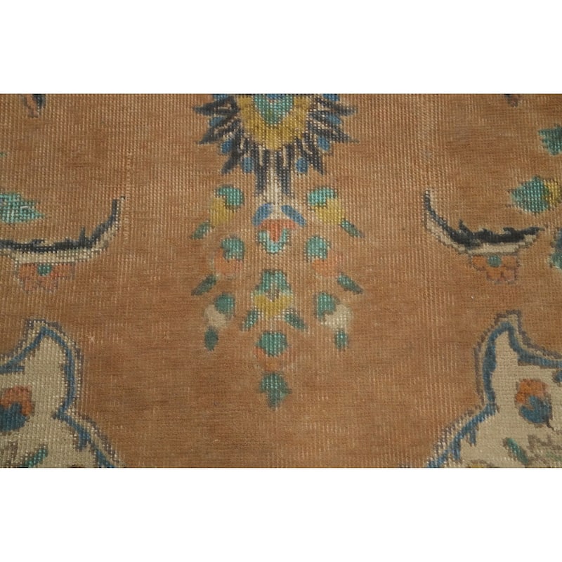 Hand Knotted Oriental 100% Wool Carpet Traditional Floral Oranges & Rust Tabriz Area Rug - 13' 0'' X 9' 9''