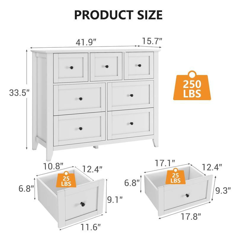 7 Chest of Drawer Dresser, for 48 Inch TV