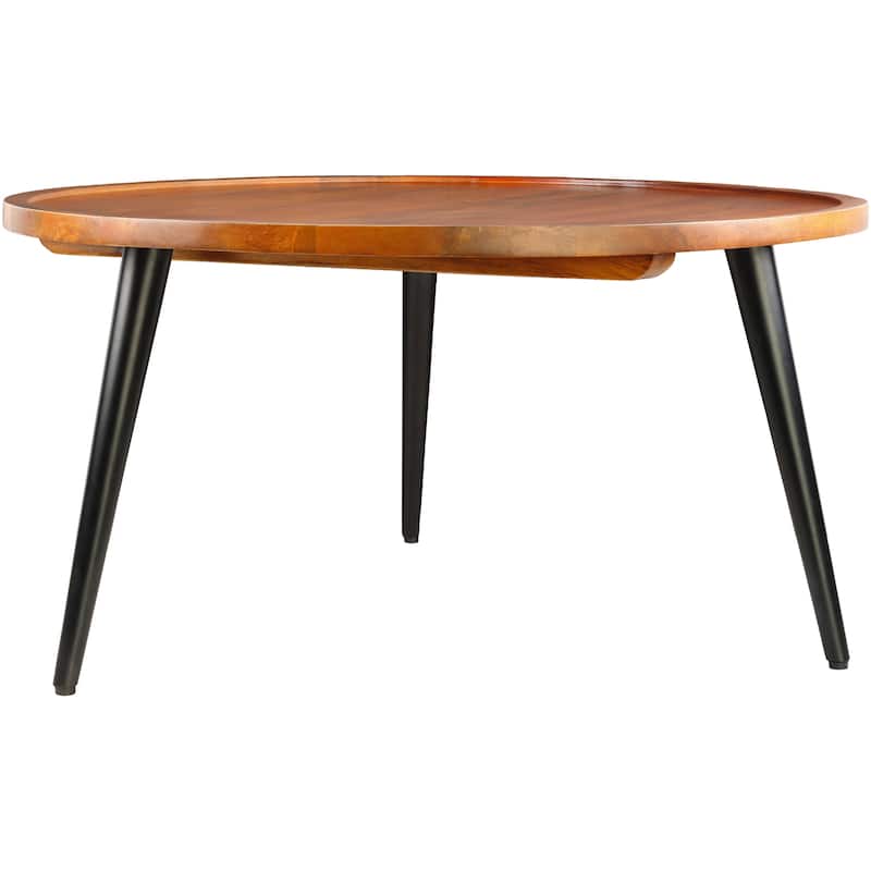 Zion Mid-Century Modern Wooden Round Coffee Table