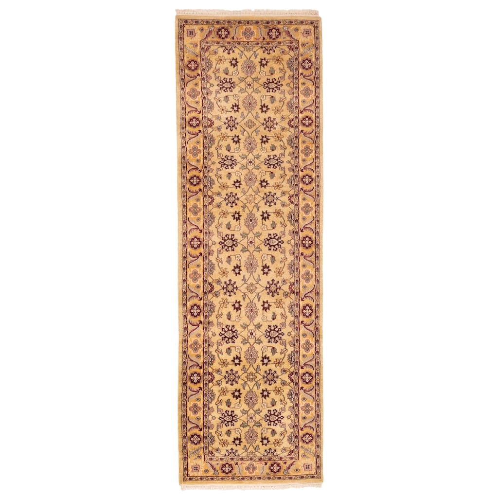 ECARPETGALLERY Hand-knotted Finest Agra Jaipur Light Yellow Wool Rug - 2'6 x 8'2